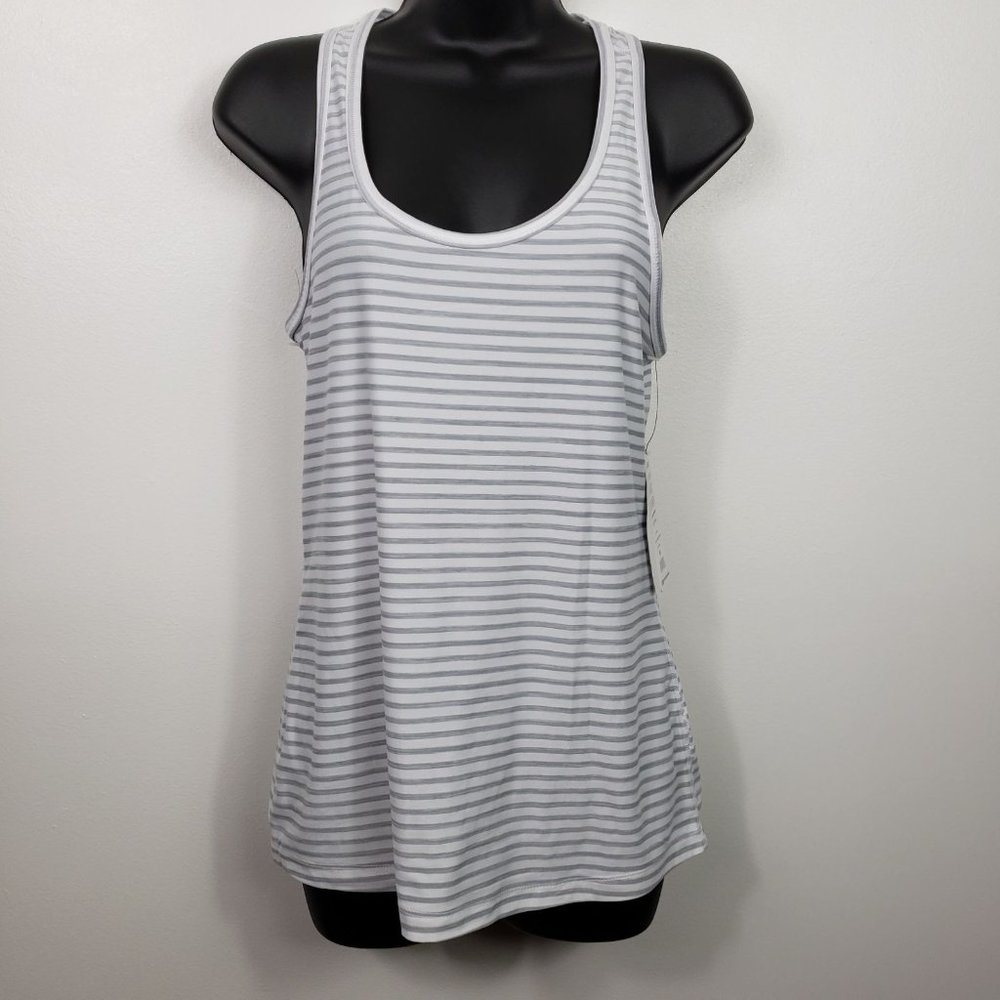 2pc 90 Degree By Reflex Women's M White Grey Stripe Racerback Tank Top